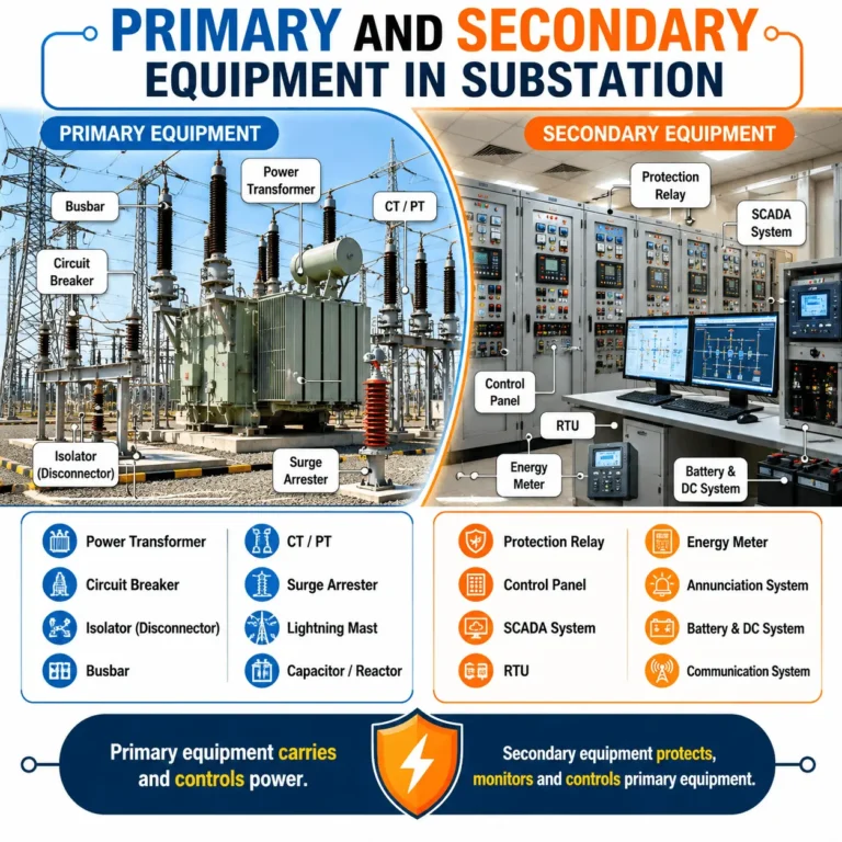 primary and secondary equipment in substation